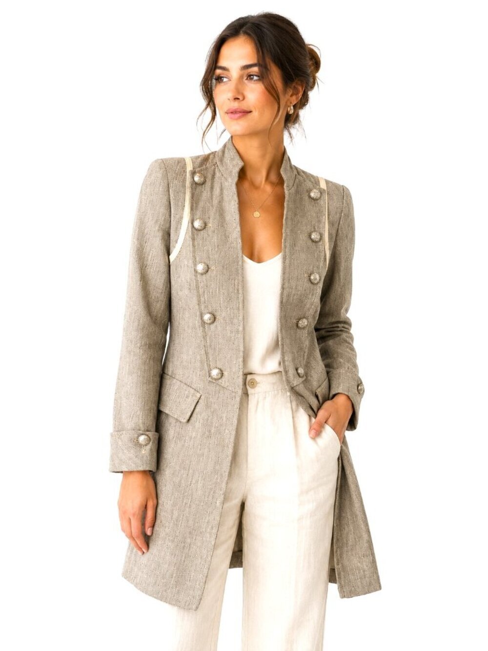Stile Benetton Cotton Linen Military Style Jacket NWT
